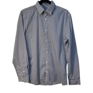 H&M Striped Long Sleeve Collared Button‎ Up Shirt Color Navy Blue/White Size M